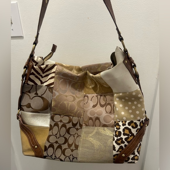 Coach Handbags - Coach Patchwork Hobo Bag in Beige, Brown and Cream